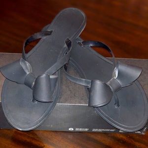 Black Bow Flip Flops